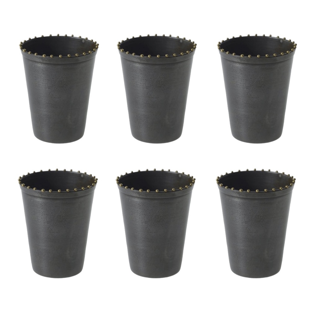 Elegant Dark Metal Vases set of 6